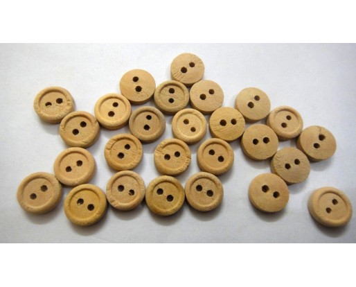 THE PLAIN JANE - 2 Hole Wood Wooden Button - Sewing Scrapbook DIY - 9.5 mm (3/8th") - Size Ligne 16